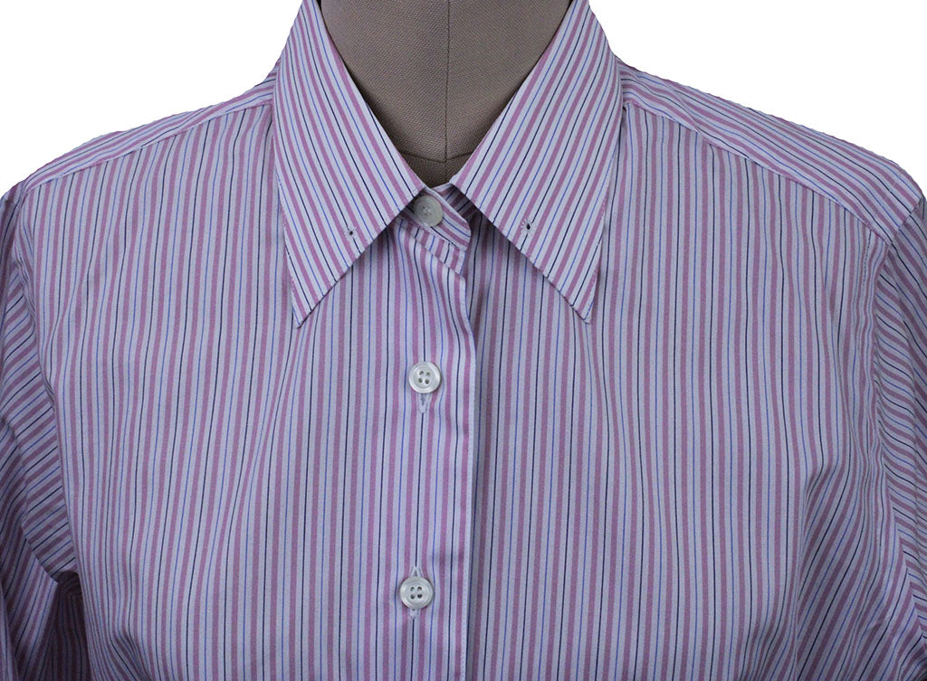 Shirt Marsha DeArriaga White with Pink and Blue Stripe