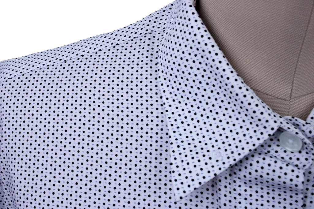 Shirt Issued By Ellie May White and Black Dot