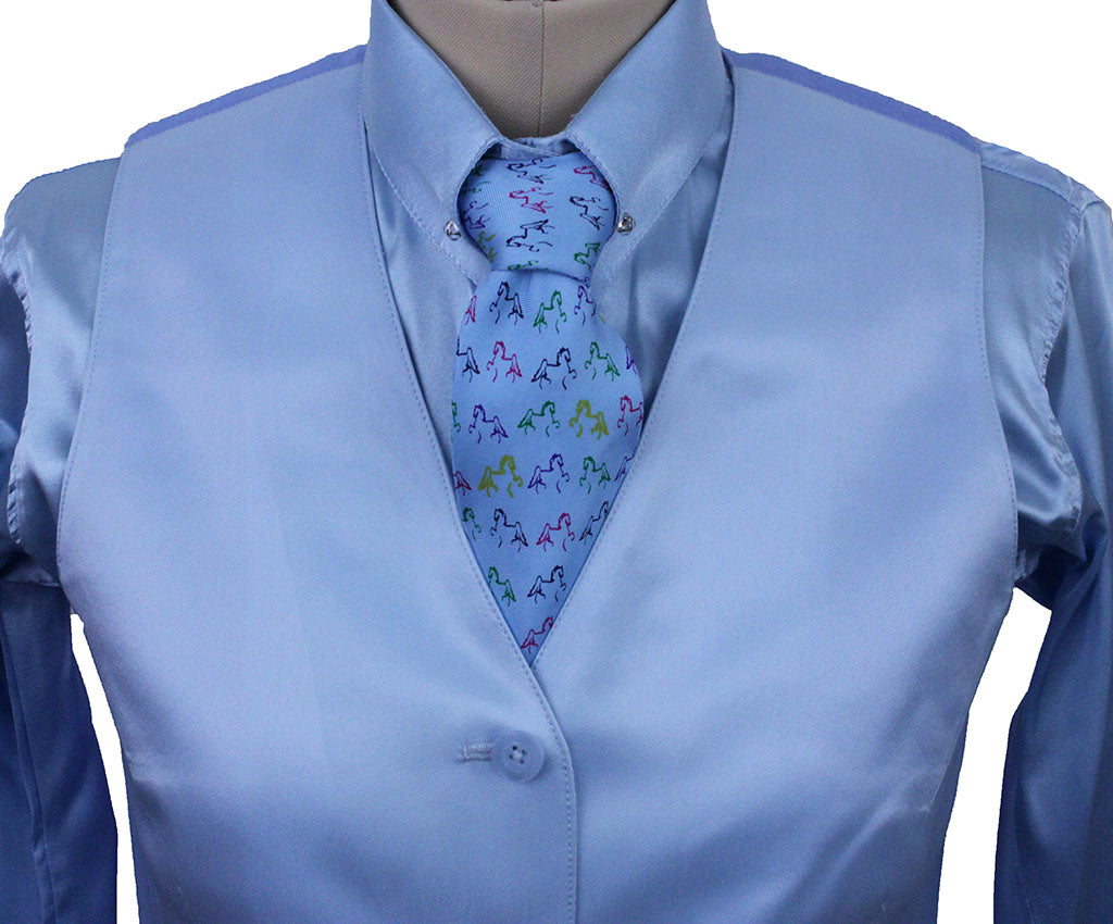 Vest Issued By Ellie May Light Blue Satin