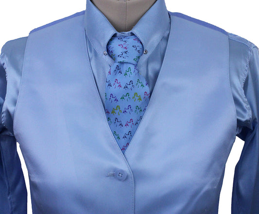 Vest Issued By Ellie May Light Blue Satin