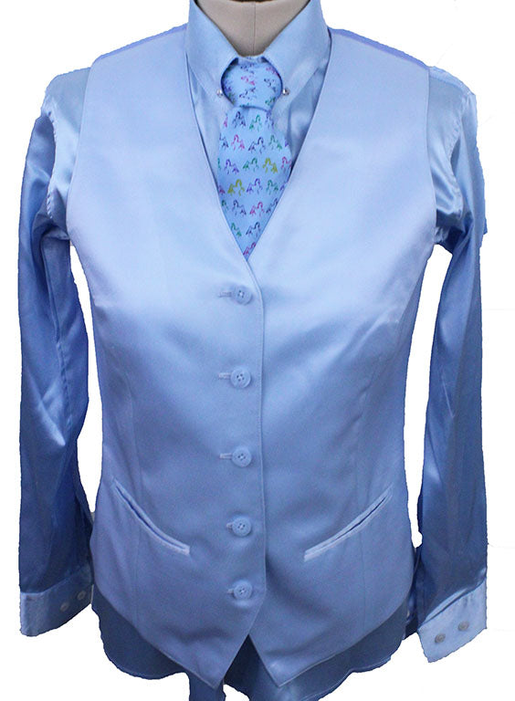 Vest Issued By Ellie May Light Blue Satin