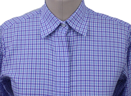 Shirt Issued By Ellie May Blue and Purple Arrow Box Check