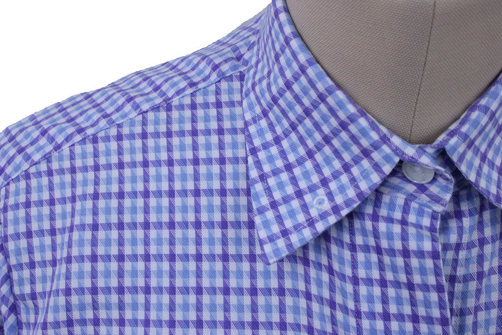 Shirt Issued By Ellie May Blue and Purple Arrow Box Check