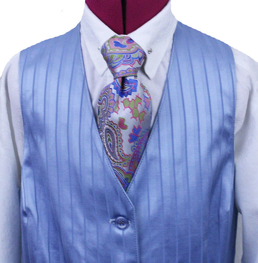 Vest Becker Brothers Light Blue Sheen Shadow Stripe