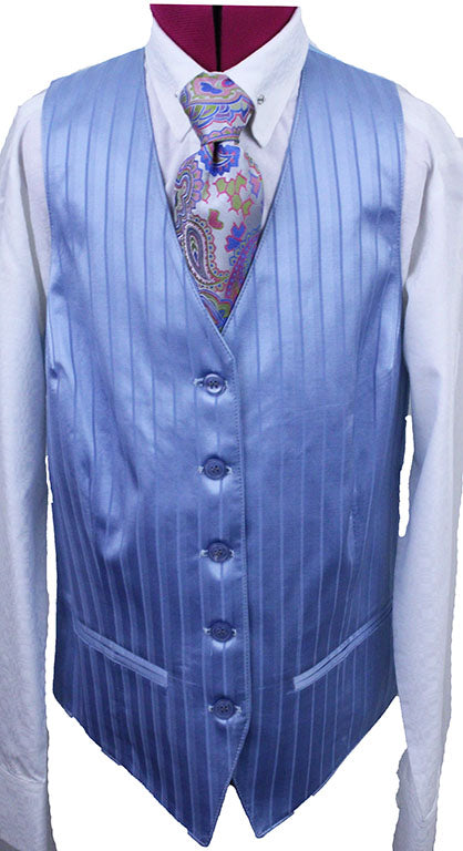 Vest Becker Brothers Light Blue Sheen Shadow Stripe