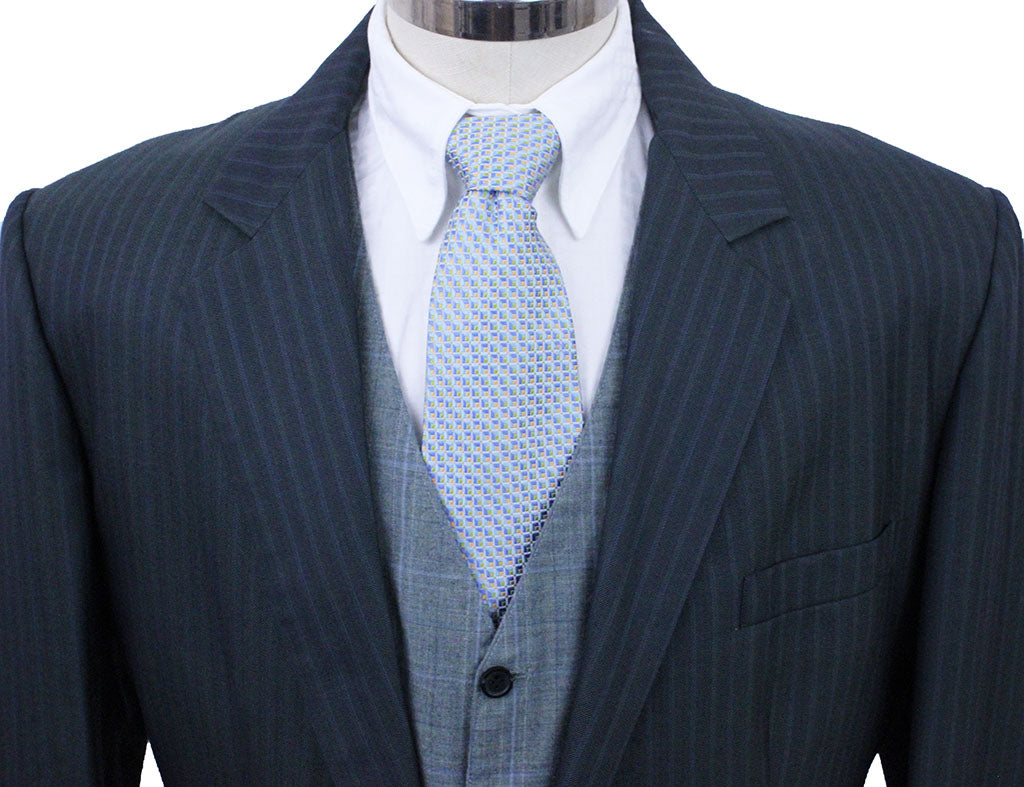 Men's Coat Becker Brothers Teal Blue with Light Blue Pinstripe