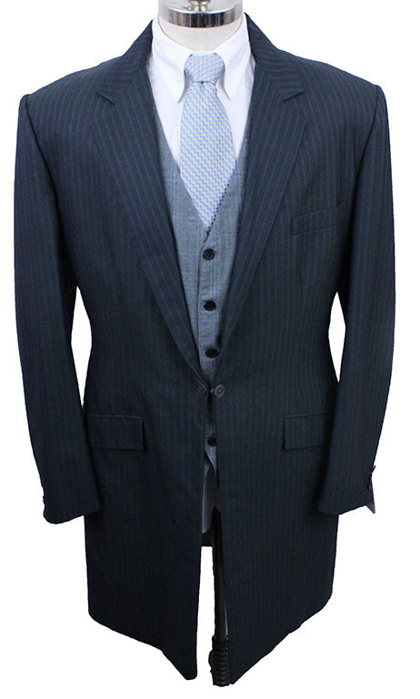 Men's Coat Becker Brothers Teal Blue with Light Blue Pinstripe