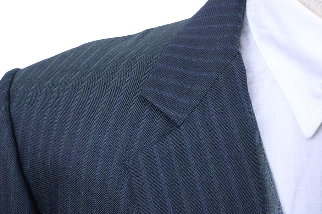 Men's Coat Becker Brothers Teal Blue with Light Blue Pinstripe