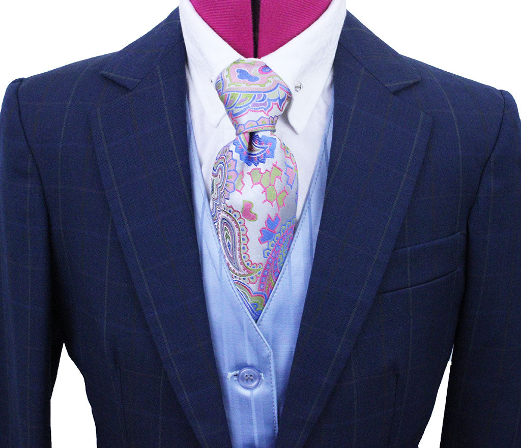 Boy's Suit Frierson Navy with Gold and Orange Windowpane