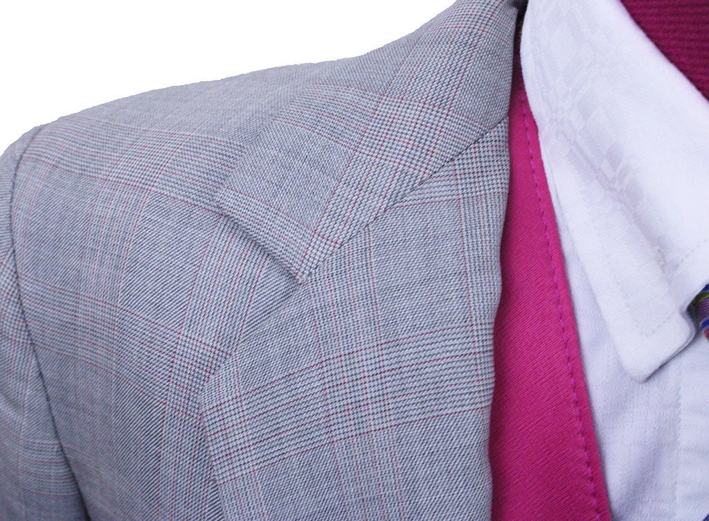 Day Suit, Becker Brothers, Light Grey with Red Glen Plaid