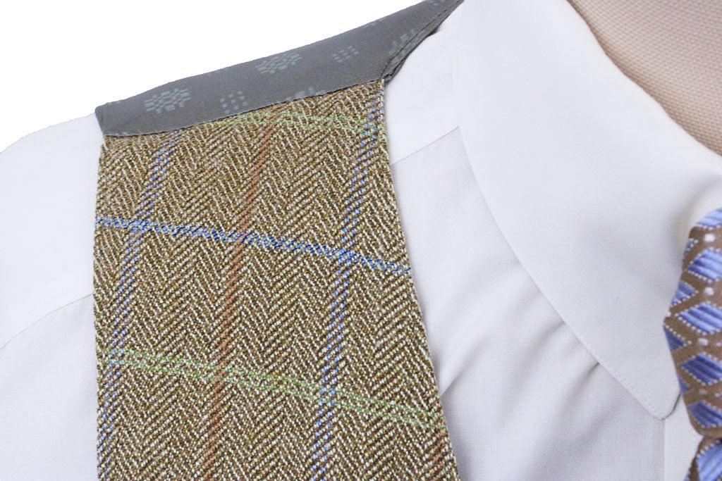 Vest Carl Meyers Gold Herringbone with Blue, Lime, and Rust Windowpane