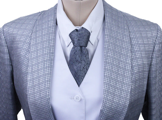 Day Coat Becker Brothers Silver Geometric Sheen
