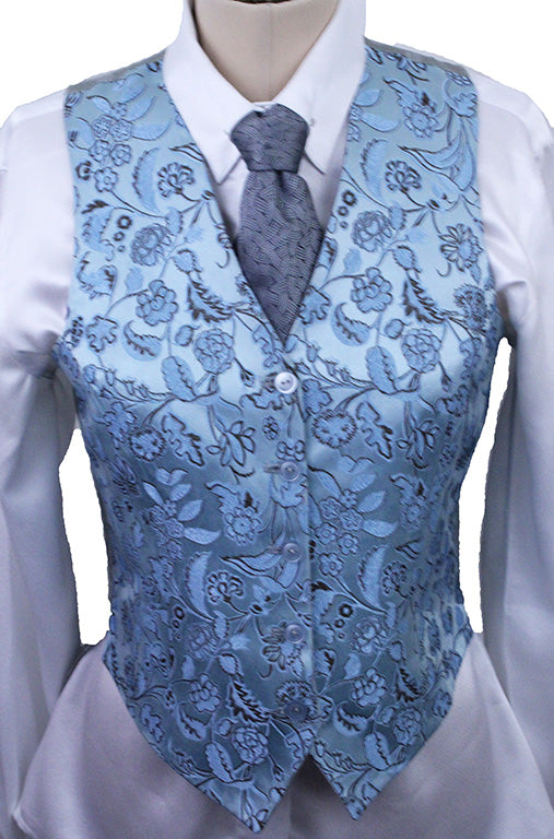 Vest Frierson Reversible Light Blue and Brown Paisley and Silver