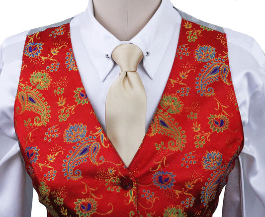 Vest Hartmeyer Red with Gold and Blue Brocade
