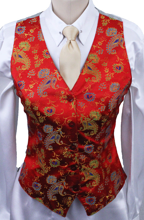 Vest Hartmeyer Red with Gold and Blue Brocade