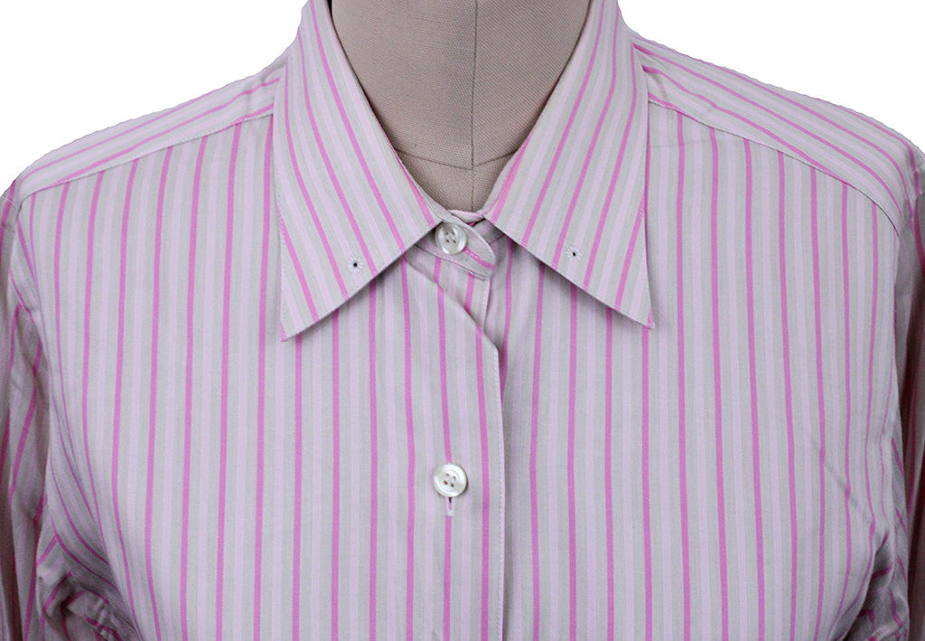 Shirt Marsha DeArriaga Tan with Pink Pinstripe