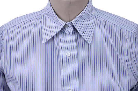 Shirt Becker Brothers White with Blue and Gold Stripe