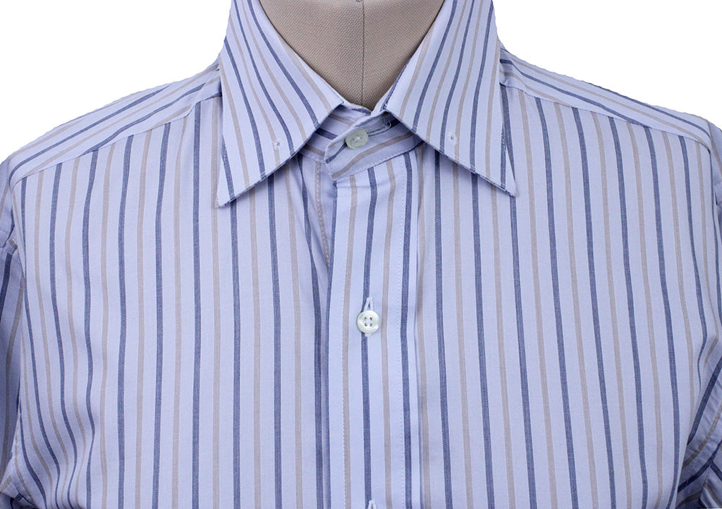Shirt Becker Brothers Light Blue with Gold and Navy Stripe