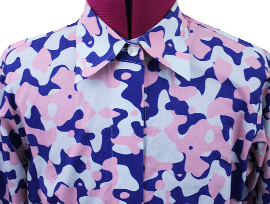 Shirt Issued By Ellie May Light Blue, Royal Blue, and Pink Camo