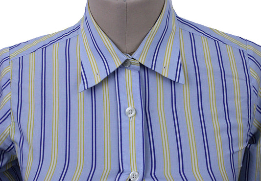 Shirt Custom Clothes Corp Light Blue with Yellow and White Stripe