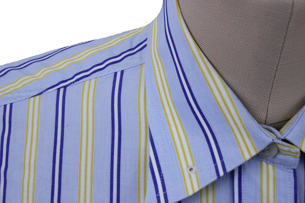 Shirt Custom Clothes Corp Light Blue with Yellow and White Stripe