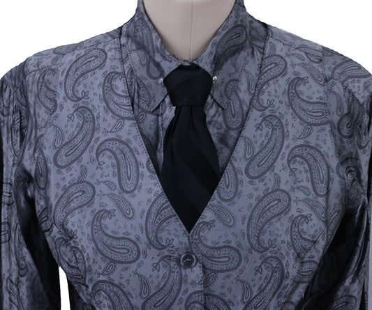 Shirt and Vest Combination Silver Paisley