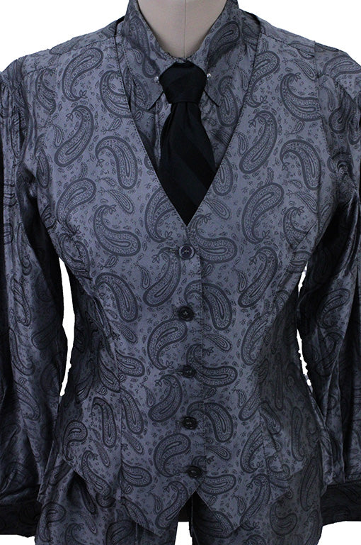 Shirt and Vest Combination Silver Paisley