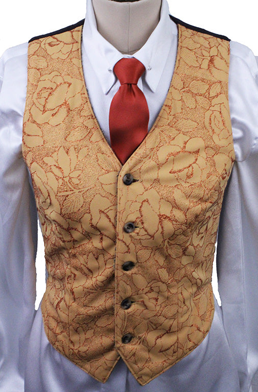 Vest Saddleseat Connection Reversible Yellow/Red Brocade and Red Confetti Applique