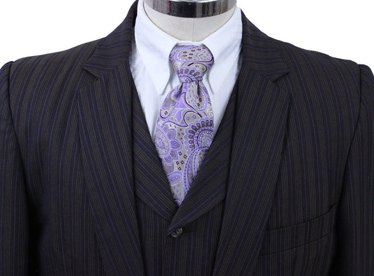 Men's Suit Chavez Brown with Purple and Gold Pinstripe