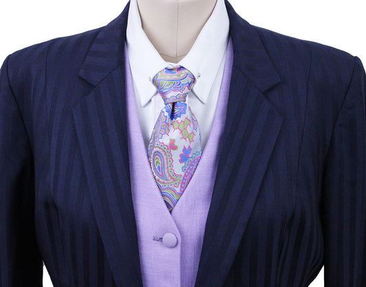 Day Suit Saddleseat Connection Navy Shadow Stripe with Red Pinstripe