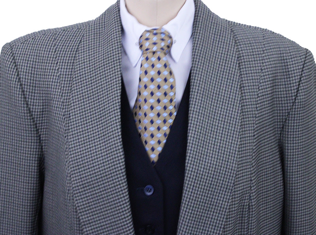 Day Coat Equestrian Collection Tan with Navy and Sage Houndstooth