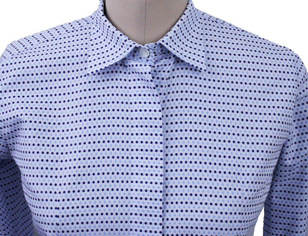 Shirt: Issued By Ellie May Blue and Navy Dot