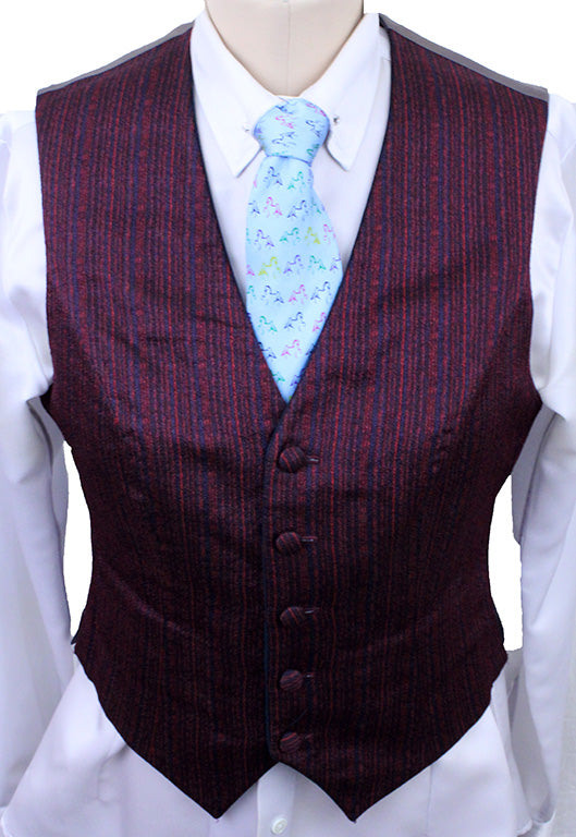 Vest Reversible Red Pinstripe and Navy