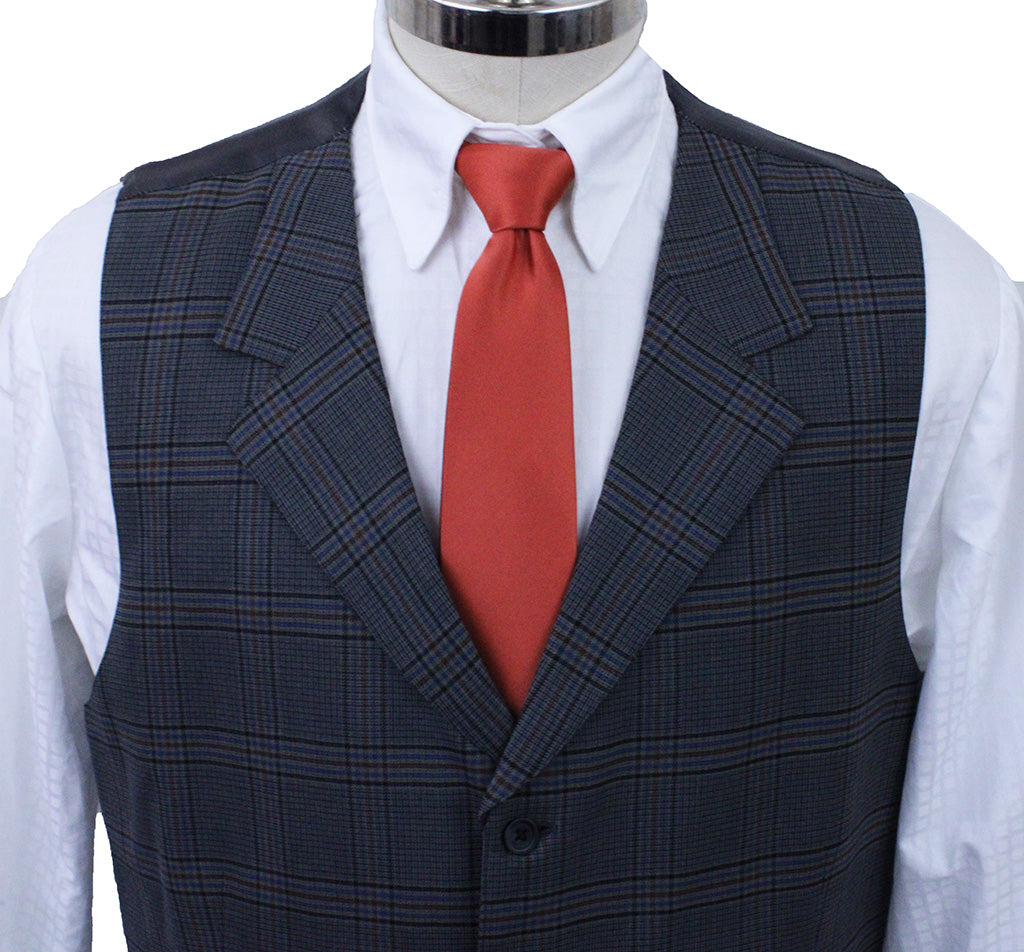 Vest DeRegnaucourt Steel with Navy and Rust Glenplaid