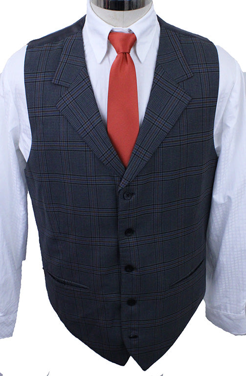 Vest DeRegnaucourt Steel with Navy and Rust Glenplaid