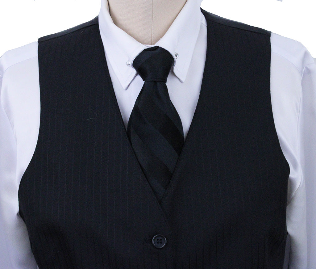 BRAND NEW! Becker Brothers Black Thin Shadow Stripe Vest
