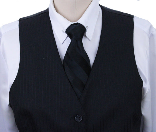 BRAND NEW! Becker Brothers Black Thin Shadow Stripe Vest