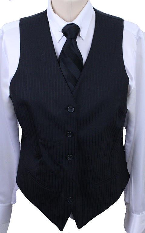 BRAND NEW! Becker Brothers Black Thin Shadow Stripe Vest