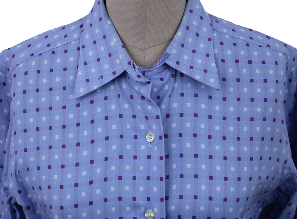 Shirt Marsha DeArriaga Blue with Purple and White Box
