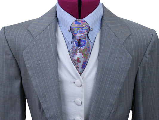 Day Coat Carl Meyers Taupe with Sage and Coral Pinstripe