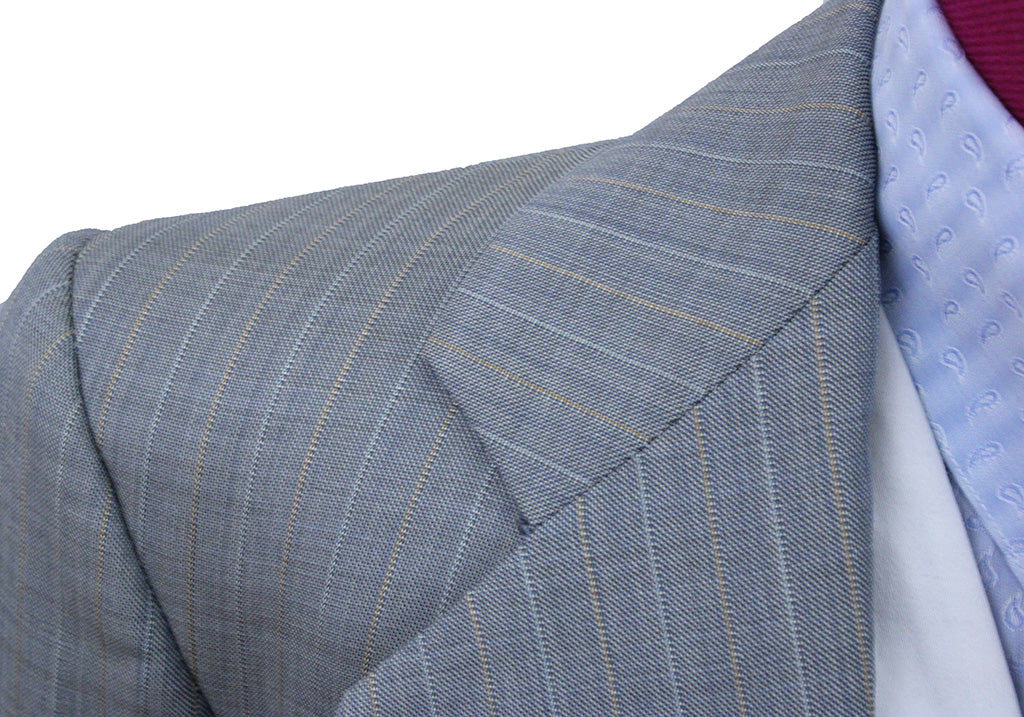 Day Coat Carl Meyers Taupe with Sage and Coral Pinstripe