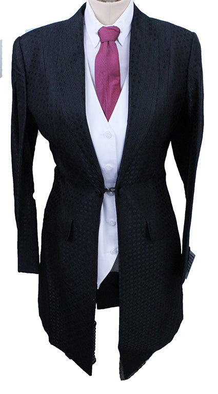Day Coat Custom Black Circle Sheen Brocade