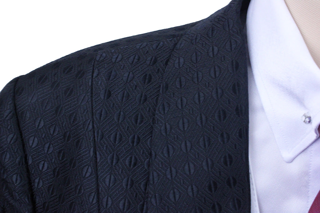 Day Coat Custom Black Circle Sheen Brocade