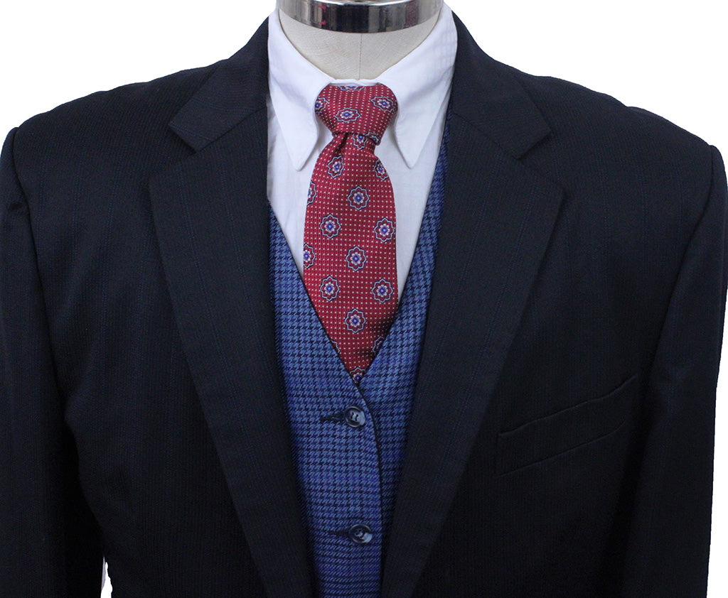 Men's Suit Final Touch Black Sheen with Blue Pinstripe