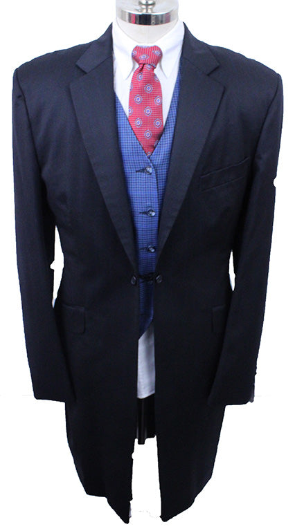 Men's Suit Final Touch Black Sheen with Blue Pinstripe