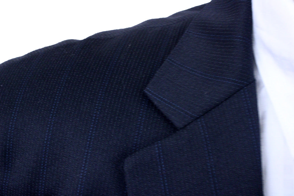 Men's Suit Final Touch Black Sheen with Blue Pinstripe
