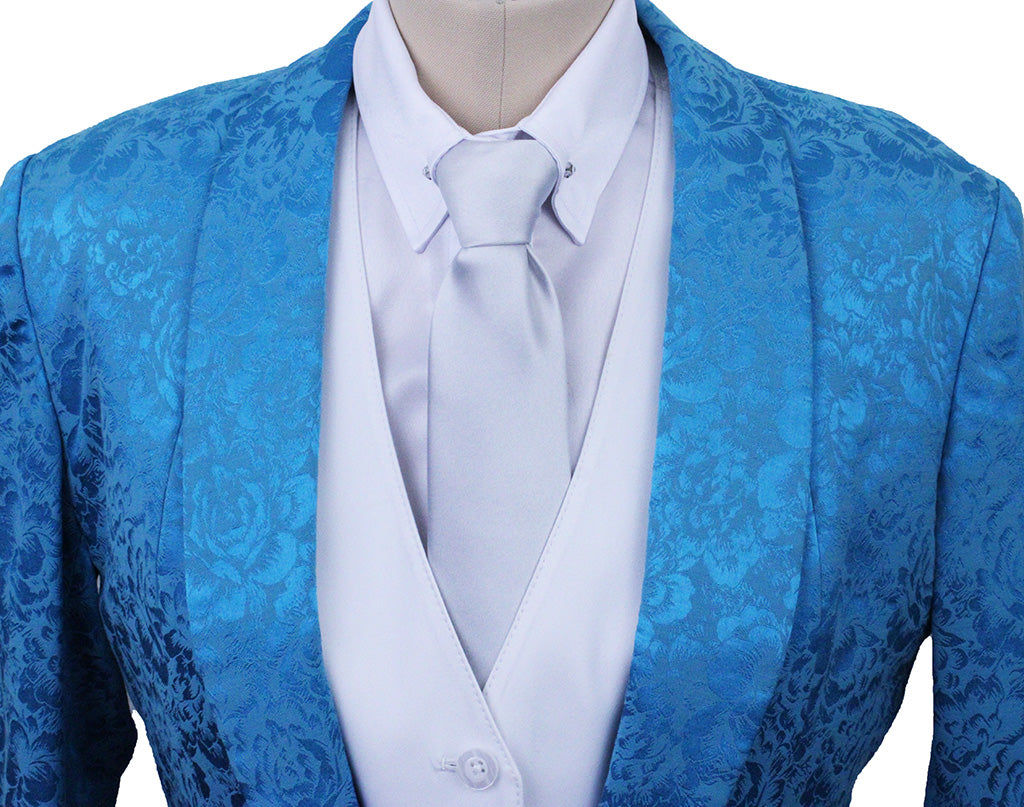 Day Coat Marsha DeArriaga Teal Floral Brocade