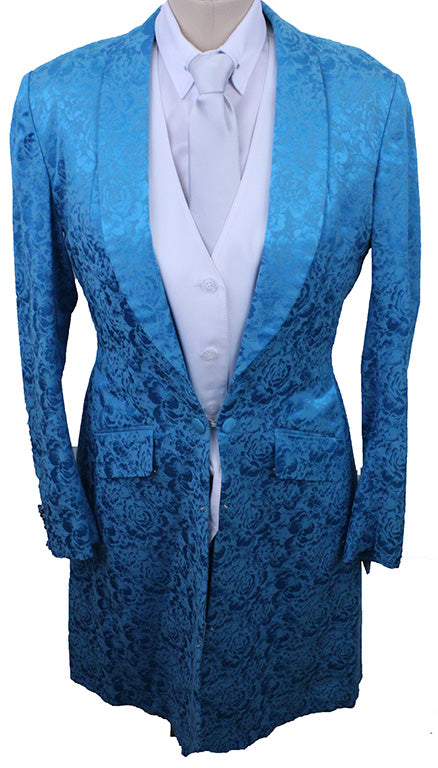Day Coat Marsha DeArriaga Teal Floral Brocade