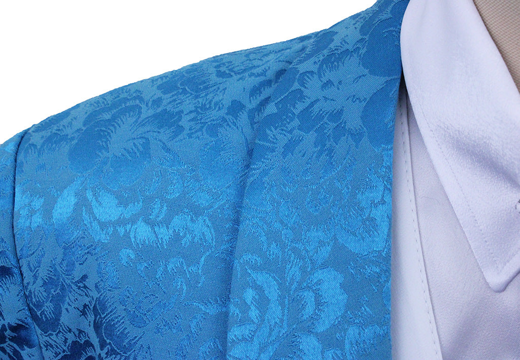 Day Coat Marsha DeArriaga Teal Floral Brocade