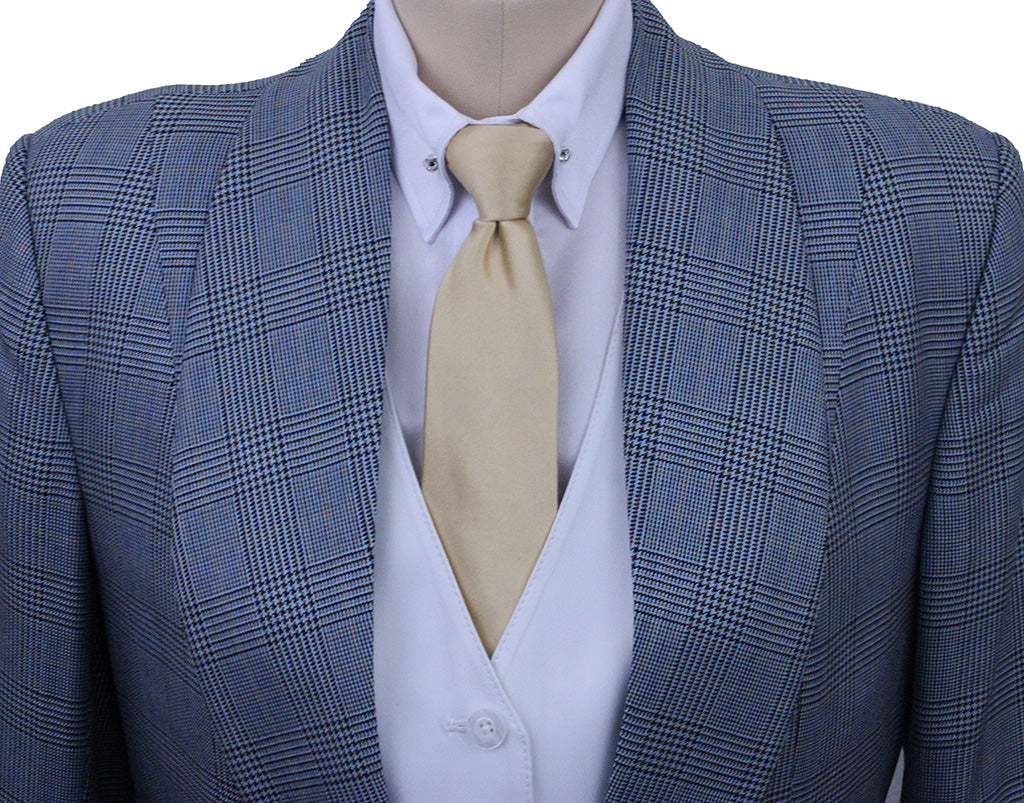 Day Coat Marsha DeArriaga Light Blue Glenplaid with Copper Windowpane